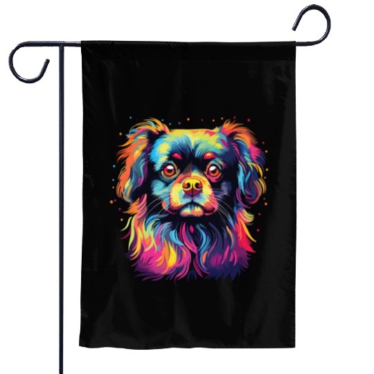 Watercolor Colorful Tibetan Spaniel Garden Flags
