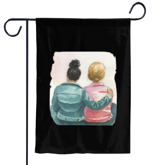 Watercolor Lesbian Couple Garden Flags