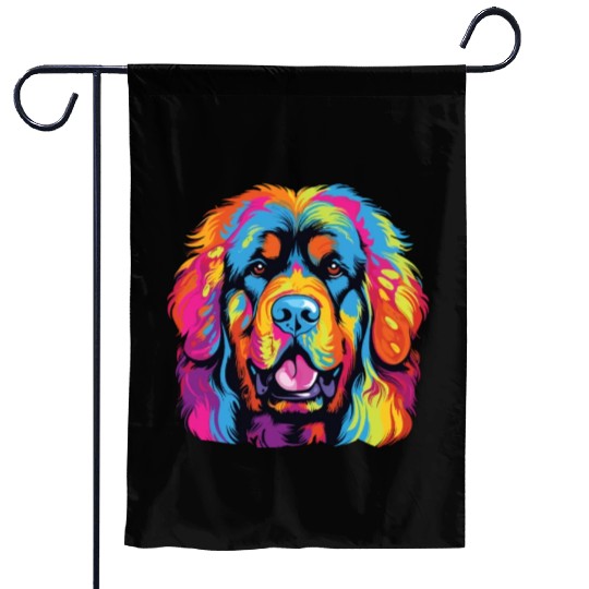 Watercolor Colorful Tibetan Mastiff Garden Flags