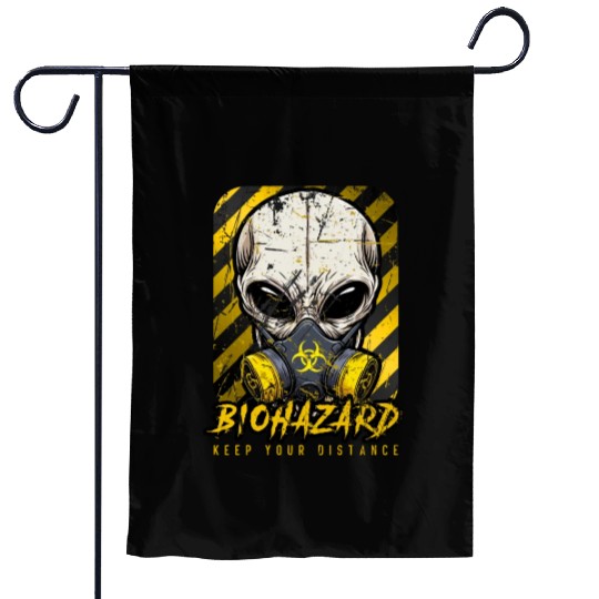 ALIEN BIOHAZARD Keep Your DISTANCE Garden Flags