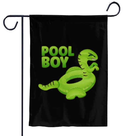 Pool Boy Dinosaur Floatie Swimming Pool Garden Flags