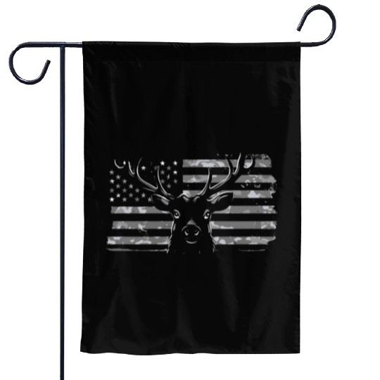 Patriotic deer camouflage 4th of july Garden Flags