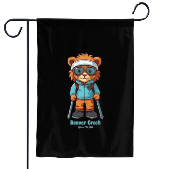 Cute Lion Skiing Beaver Creek Garden Flags