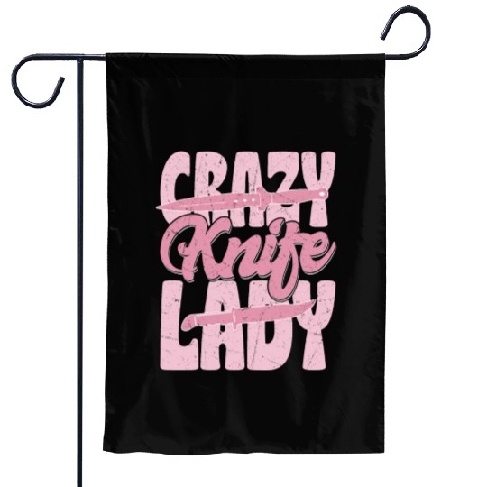 Crazy Knife Lady Hobby Knife Collector Garden Flags