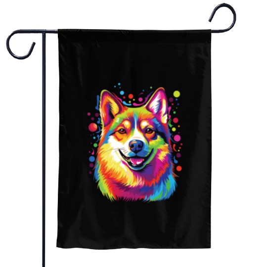 Watercolor Colorful Shiba Inu Garden Flags