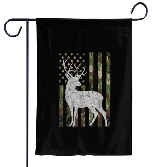 Camo USA Flag Deer Elk Garden Flags