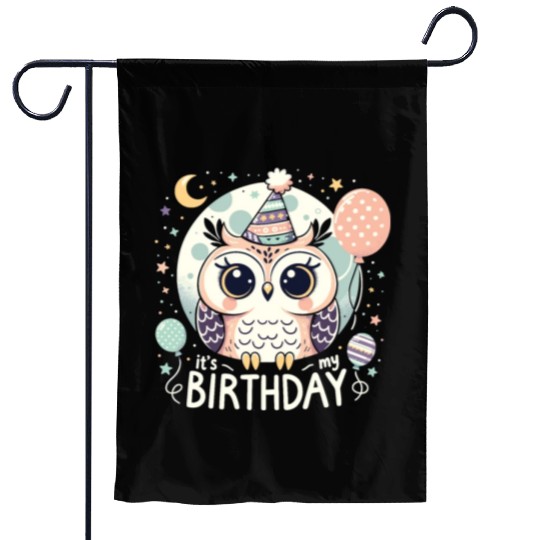 Its My Birthday Sweet Birthday Owl Garden Flags