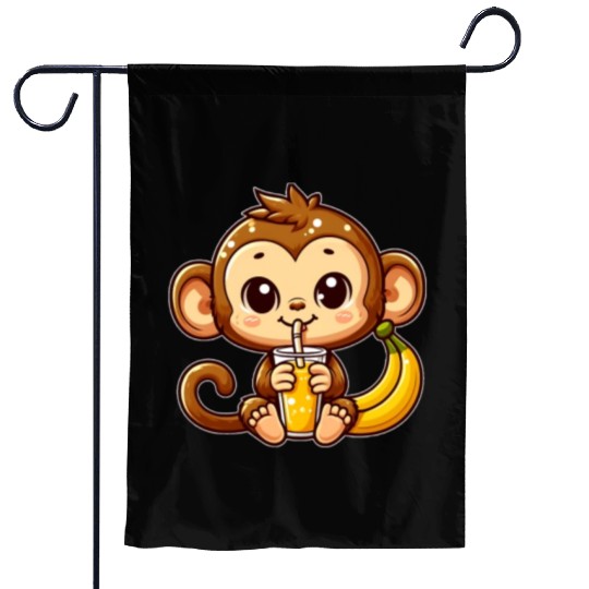 Monkey Business: Banana Juice Break Garden Flags