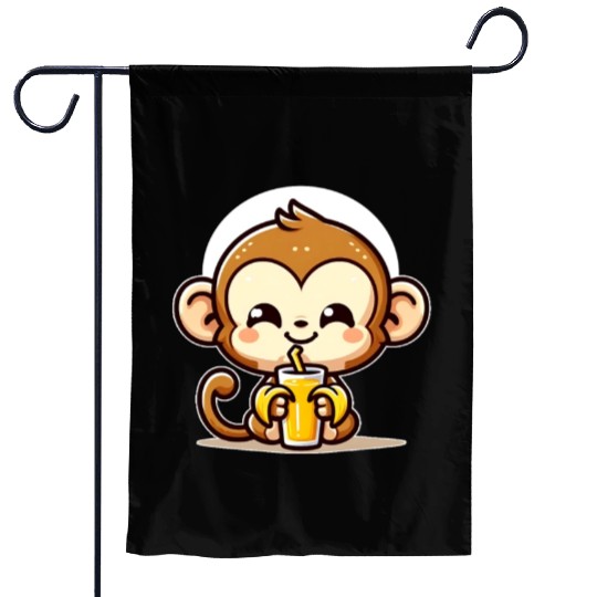 Monkey Business: Banana Juice Break Garden Flags