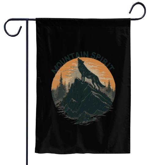 Mountain Majesty Wolf Howling on the Peak Garden Flags