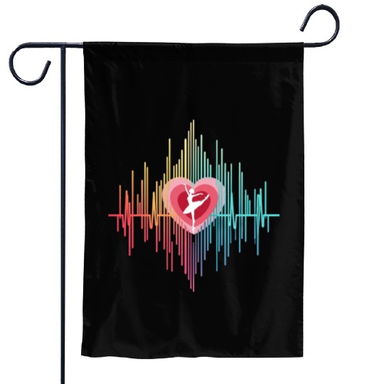 Minimalist Heartbeat Ballerina Line Art Garden Flags
