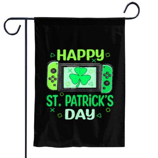 Video Gamer Shamrock Happy St Patricks Day Garden Flags