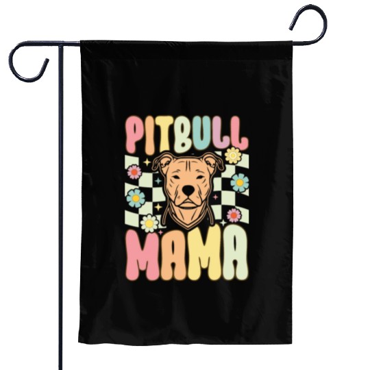 Groovy Pitbull Mom Female Dog Lover Garden Flags