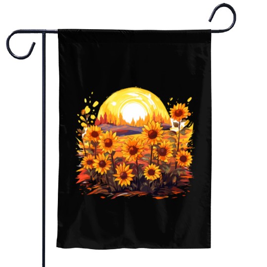 Sunflower Bloom Floral Summer Nature for a Garden Flags