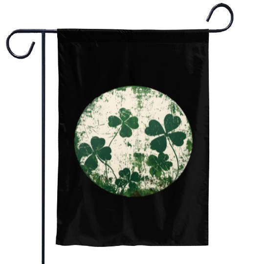 Distressed Green Shamrock Garden Flags