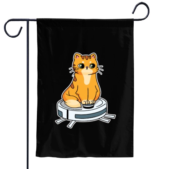 Robot Vacuum Cleaner Cat Robot Garden Flags