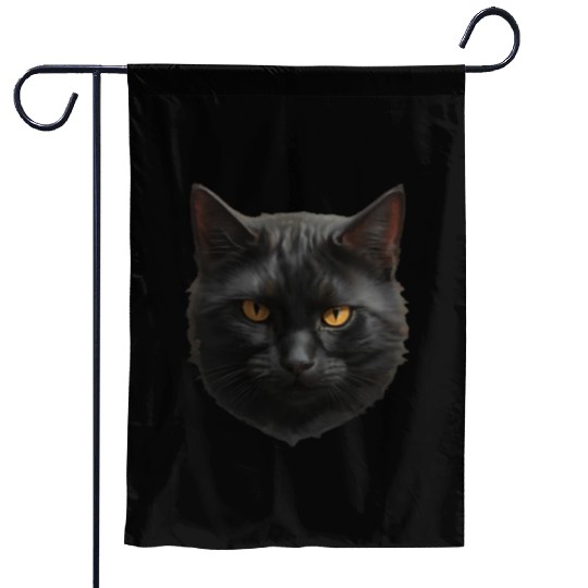 black cat face Garden Flags