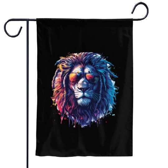Lion with Glasses Hipster Lion Garden Flags