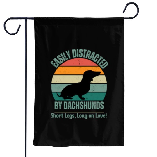 Wieners Lover Gift Easily Distracted By Dachshunds Garden Flags