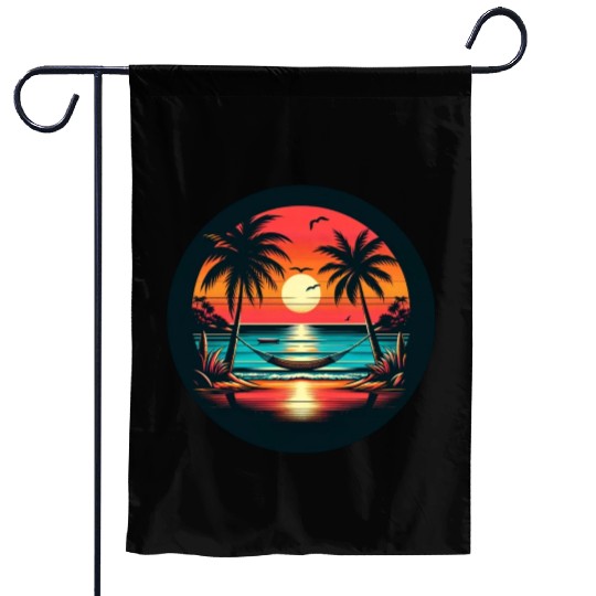 Summer Serenity: Sunset Beach Escape Garden Flags
