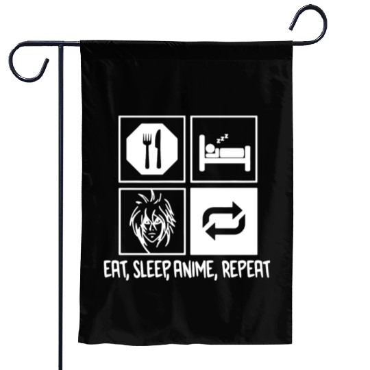 Eat Sleep Anime Repeat Garden Flags