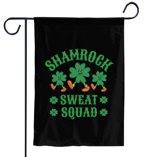 Shamrock Sweat Squad Workout Funny Garden Flags