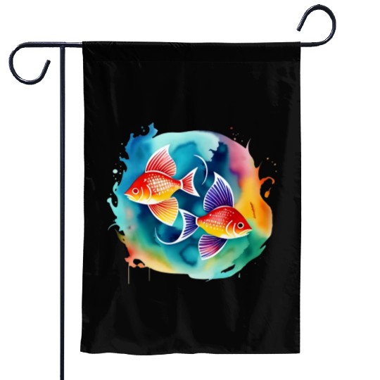 Color splash zodiac: Pisces Garden Flags