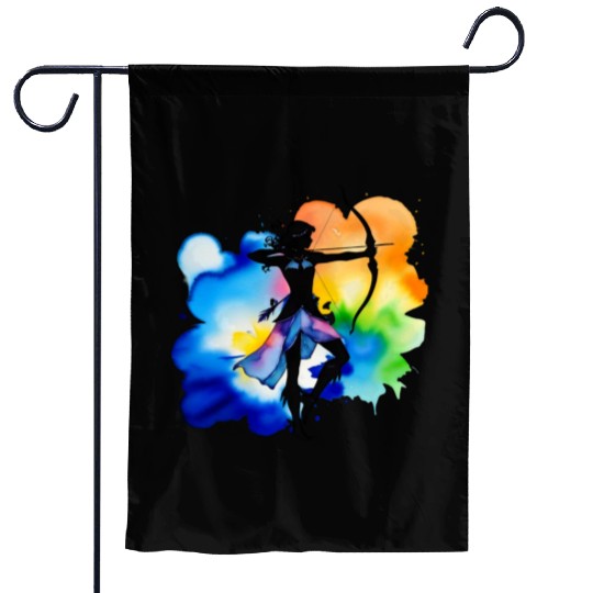 Color splash zodiac: Sagittarius Garden Flags
