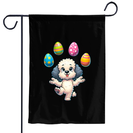 Easter Egg Easter Dog Poodle Juggling Juggler Garden Flags