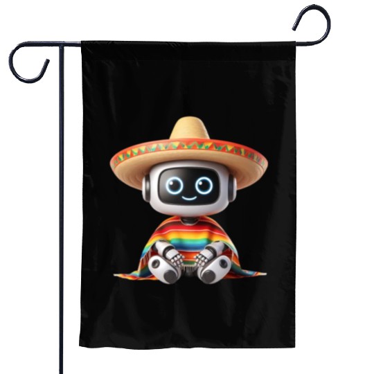Cinco de Mayo Robot Fiesta Garden Flags