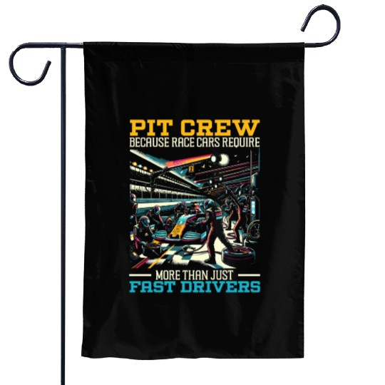 Pit Crew Race Car Racing Race Track Motorsport Garden Flags