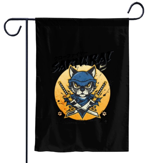 Samurai Cat, Ninja Cat, Cat Assassin, Warrior Cat Garden Flags
