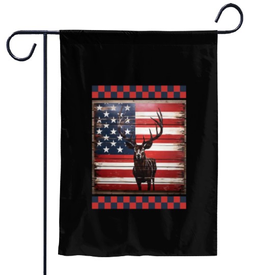 American Flag Deer Tracks Woodland Camo Hunting Garden Flags