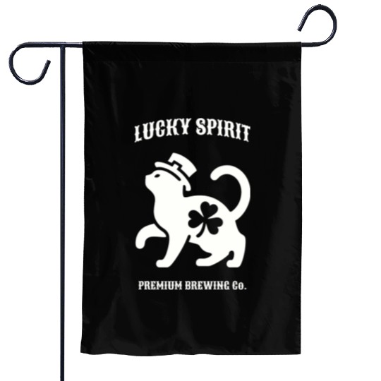 St Patricks Lucky cat Green Garden Flags