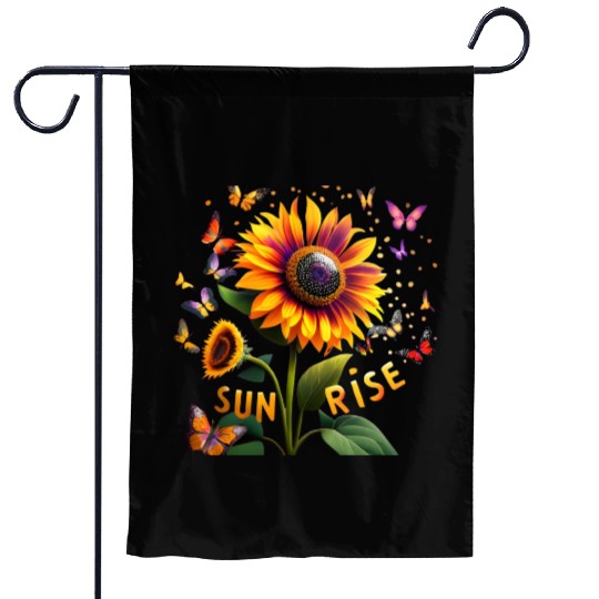 Multicoloured Sunflower at Sunrise Garden Flags