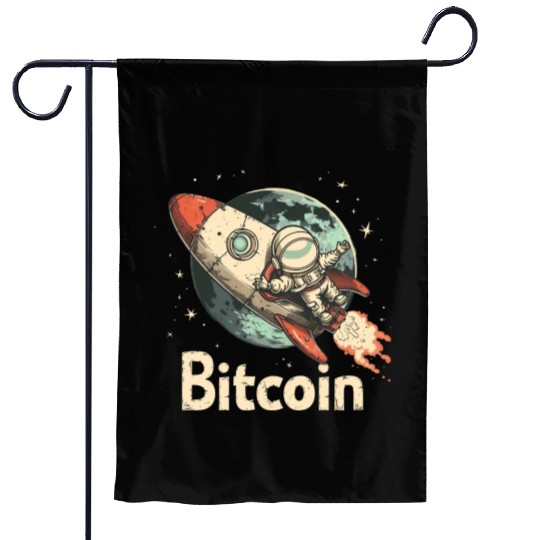 Pi day 3.14 Crypto Bitcoin Rocket Astronaut To Garden Flags