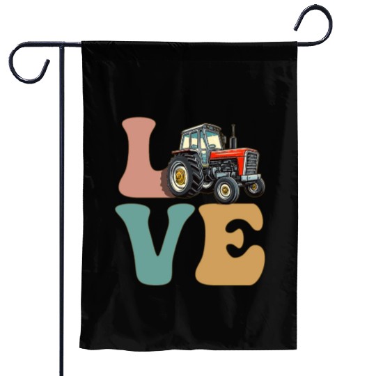 LOVE Tractor Driver Farming Farmer Garden Flags