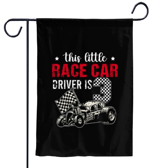 3 Year Old Race Car Birthday 3rd Racing Part Garden Flags