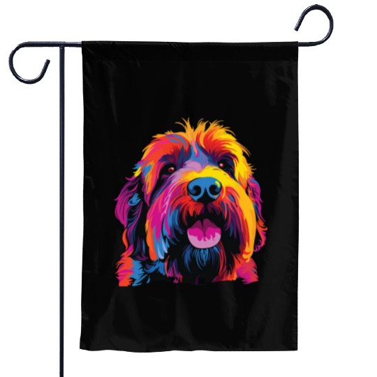 Colorful Russian Black Terrier Garden Flags