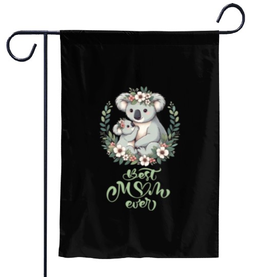 Best Mom Ever Koala Embrace Floral Wreath Garden Flags