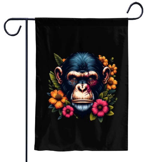 Monkey Warrior Amidst Blooms Garden Flags