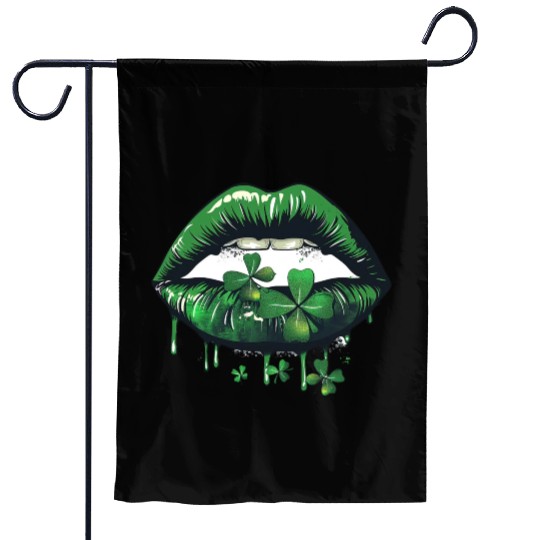 St Patrick Irish Green Lips Garden Flags