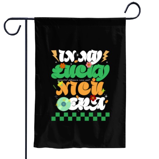 In My Lucky NICU Era St Patricks Day Hippie Smile Garden Flags