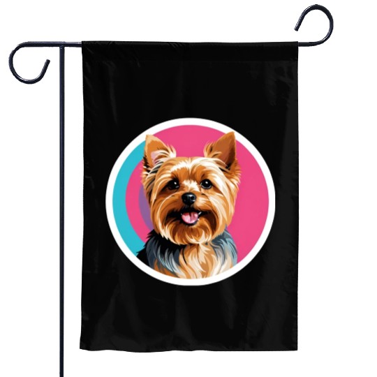 Synthwave Yorkshire Terrier 2 Garden Flags
