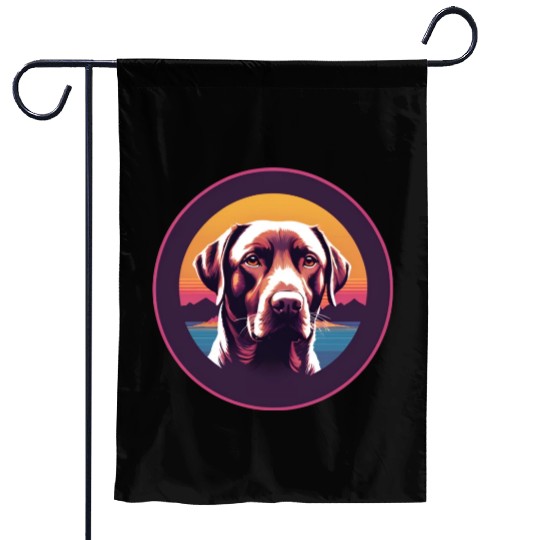 Synthwave Labrador Retriever Garden Flags