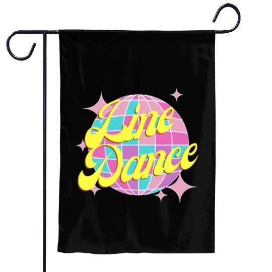 Line dance disco ball in fun neon party colors Garden Flags