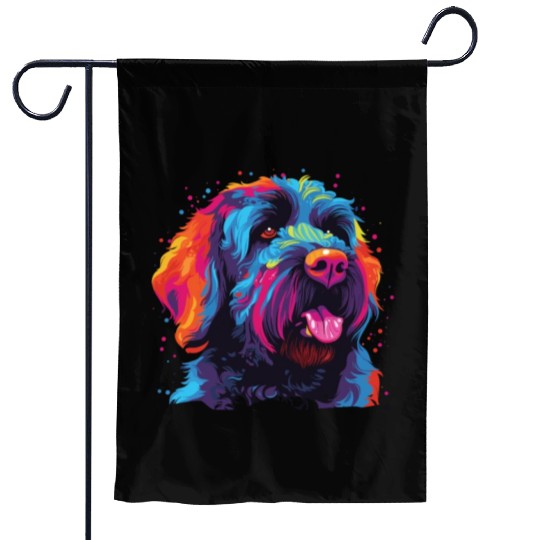 Colorful Russian Black Terrier Garden Flags