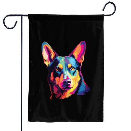Watercolor Colorful Australian Kelpie Garden Flags
