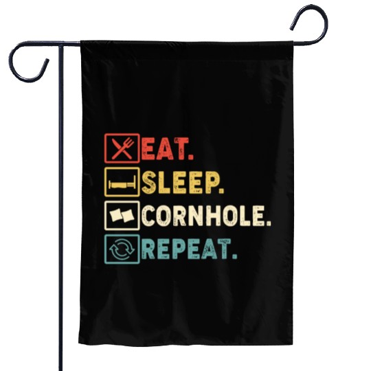 Eat Sleep Cornhole Repeat Garden Flags