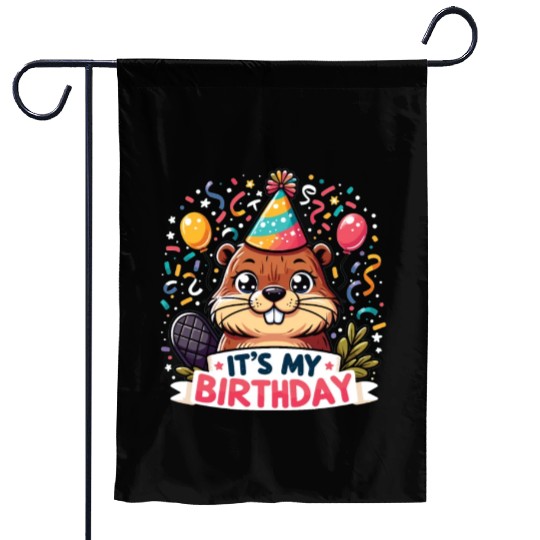 Its My Birthday Sweet Birthday Beaver Garden Flags